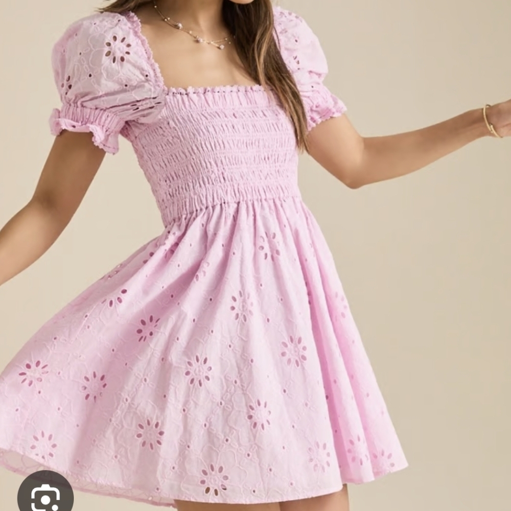 Altar D' State Pink Crochet Mini Dress